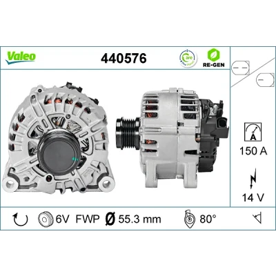 Imagen de VALEO 440576 Alternador 14V 150A VOLVO: V50, S40 II, S60 FORD: C Max 2, FOCUS 3, FIESTA 6