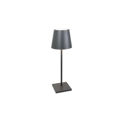 Imagen de Zafferano, Lámpara Poldina L Desk, de Mesa Portátil y Recargable con Control Táctil, Adecuada para Interior Exterior, Atenuador, 2200 3000 K, Altura 49,7 cm, Color Gris Oscuro