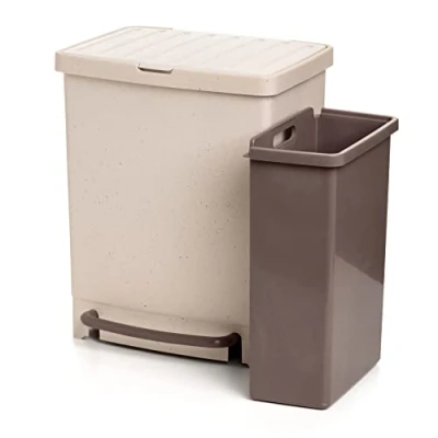 Imagen de TATAY Cubo de Reciclaje 17L + 8L, 25L Capacidad Total, con Pedal, Separador Polipropileno, Libre BPA, materiales 100% reciclados, Beige, Medidas: 33,5 x 31 42cm
