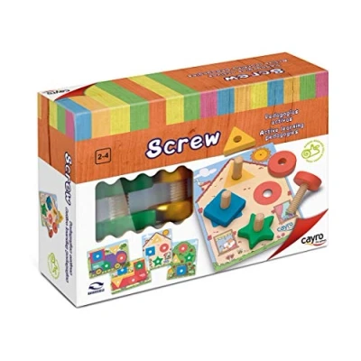 Imagen de Cayro Screw Juego Tornillos y Tuercas Niños Educativo de Madera Mejora la Habilidad Motriz Aprenden Mientras Juegan para 2 a 4 Años
