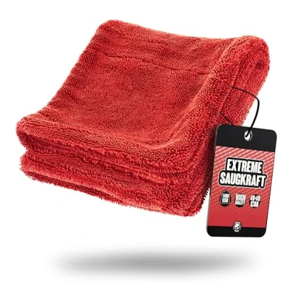 Imagen de Nuke Guys Gamma Dryer S paño de Secado ultraabsorbente y manejable, 1400 g/m², Rojo, 40 x cm, sin Pelusas, Fibras Suaves Redondeadas, antiarañazos, Microfibra prémium para Coche, Moto