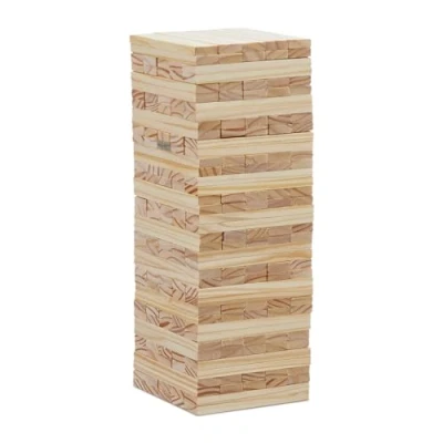Imagen de Relaxdays Juego Torre de Madera XL, 200 Bloques para Apilar o Construir, 32 x 12 cm, Piezas Grandes, Niños, Natural