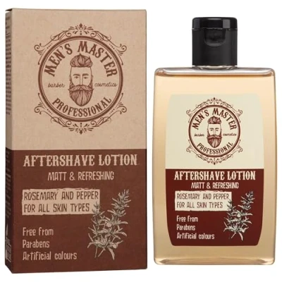 Imagen de Men&#039;s Master Loción Calmante para Después del Afeitado After Shave Hombre Hidratante y Nutritivo Con Mentol, Extracto de Pimiento Picante Sin Parabenos Aroma Fresco Masculino 120 ML