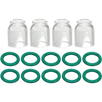 Imagen de RIVERWELD Copas de vidrio cuarzo aisladas TIG n. 6 (orificio 9,5 mm) Boquilla transparente para soplete soldadura SR WP 9 17 18 20 25 26 14 piezas