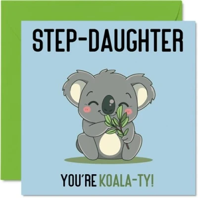 Imagen de Koala Ty tarjetas de cumpleaños para hijastra, divertida tarjeta feliz hijastra padrastro, regalos hija, felicitación broma 145 mm x