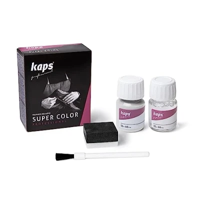 Imagen de Tinte con Imprimación para Zapatos Y Bolsos Textiles de Cuero Natural Sintético, Kaps Super Color And Preparer, 70 Colores (101 blanco)