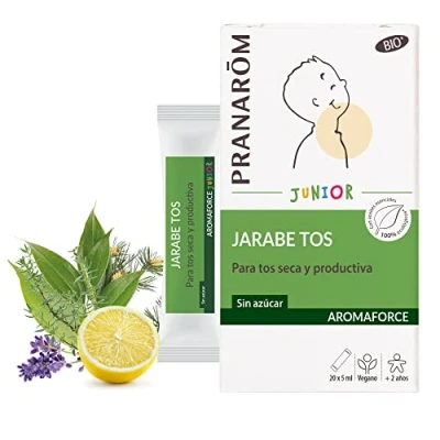 Imagen de PRANAROM Aromaforce Jarabe Tos Junior Para Seca Formulado con Principios Activos de Origen Natural Sin Azúcar, Colorante ni Conservante 20x5ml