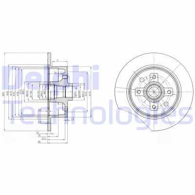 Imagen de DELPHI BG2571 Disco de freno 261 10 4 macizo aceitado sin procesar cojinete rueda, anillo sensor ABS OPEL: Calibra A, Kadett E CC, Vectra A CC