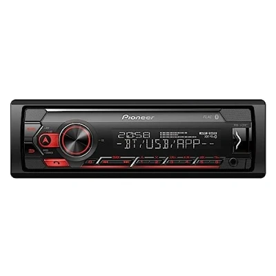 Imagen de Pioneer Receptor 1 DIN con Bluetooth, iluminación roja/blanca, conector USB/3,5 mm, Spotify, Aplicación Smart Sync y compatible dispositivos Apple Android, rojo/negro, MVH S420BT
