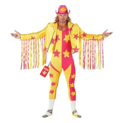 Imagen de Morphsuits Disfraz Lucha Libre Hombre, WWE Randy Macho Man Despedida Soltero Carnaval Hombre Talla XL