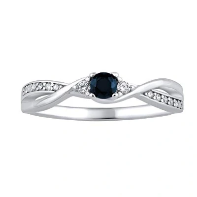 Imagen de SILVEGO JJJR1100SAP Anillo para Mujer de Plata 925 con Zafiro Azul Oscuro Autentico
