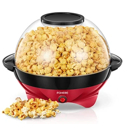 Imagen de FOHERE Palomitero 5.5L Retro Máquina de Palomitas con Capa Antiadherente para Hacer Maíz Fácil Usar Silencioso y Rápido(entre 4 min) (Rojo)