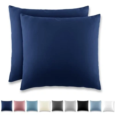 Imagen de REDKEY Funda Almohada Juego de 2 Fundas Almohadas 65x65 cm, con Cremallera Oculta, Transpirable Suave Antiarrugas Microfibra Azul Marino