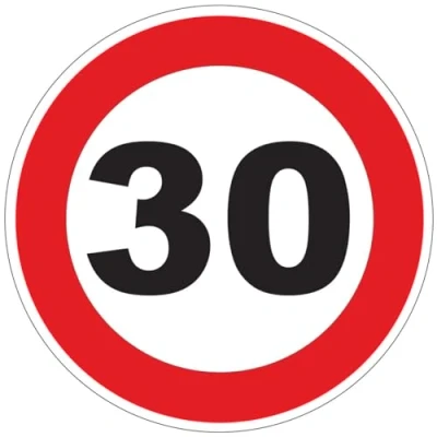 Imagen de Pegatina de limitación Velocidad autocares Círculo Rojo Tractor Peso Pesado Disco Camión 30 KM/H Adhesivo 10 cm Diámetro