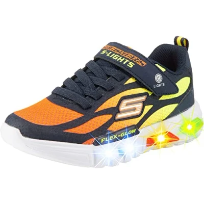 Imagen de Skechers FLEX GLOW DEZLOM, Zapatillas para Niños, Navy Synthetic/ Textile/ Orange &amp; Yellow Trim, 34 EU