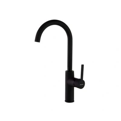Imagen de Ramon Soler Grifo de Fregadero Cocina Monomando Caño Cisne Negro Mate con Sistema S2 Ahorro Agua Serie Drako