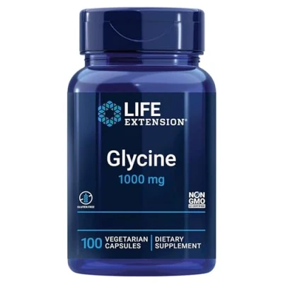 Imagen de Life Extension, Glycine 1000mg, Alta Dosis, 100 Cápsulas veganas, Probadas en Laboratorio, Sin Gluten, Vegetarianas, Soja, No GMO