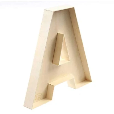 Imagen de Letra A rellenable de madera 22 cm, buzón rellenable, letras huecas Z