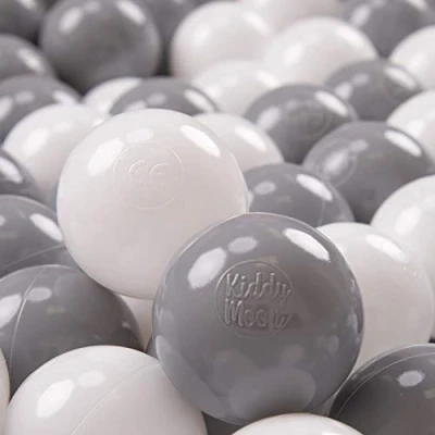 Imagen de KiddyMoon 700 ∅ 7Cm Bolas Colores De Plástico para Piscina Niños, Blanco/Gris