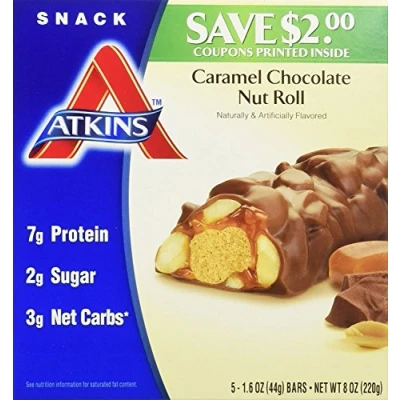 Imagen de Atkins Advantage Caramel Chocolate Nut Roll Bars, 5ct