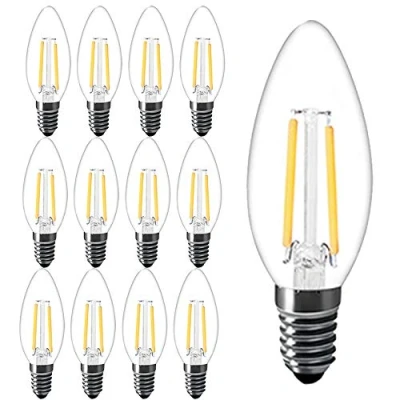 Imagen de Chao Zan 12x E14 Filamento LED Bombilla Edison 2W Super Brillante C35 Retro Vintage COB Vela del Blanco cálido,200LM,AC 220V