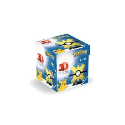 Imagen de Ravensburger, Pokémon Puzzle 3D Pokeball Bola Rápida, Pokebola amarilla y azul, puzzles niños 6 años, construcción, 54 piezas numeradas, Fácil montaje, Incluye un soporte para decorar