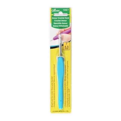 Imagen de Clover Aguja de ganchillo Amour, metal, azul, 4,5 mm