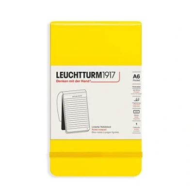 Imagen de LEUCHTTURM1917 364409 Bloc de notas Pocket (A6) 90 x 150 mm, Tapa Dura, 184 páginas numeradas, Limón, Lineas