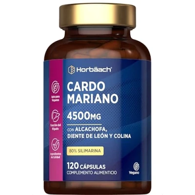 Imagen de Cardo Mariano Capsulas 4500mg Complejo de Mariano, Alcachofa, Diente León y Colina 120 Capsules Veganas Milk Thistle Complex Alta Dosificación Horbaach