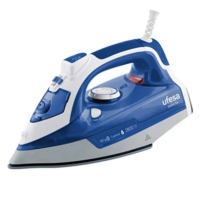 Imagen de Plancha de vapor Ufesa PV3280, Suela cerámica, 0.33 l, Golpe 180 g/min, Sistema antical, Azul/Blanco