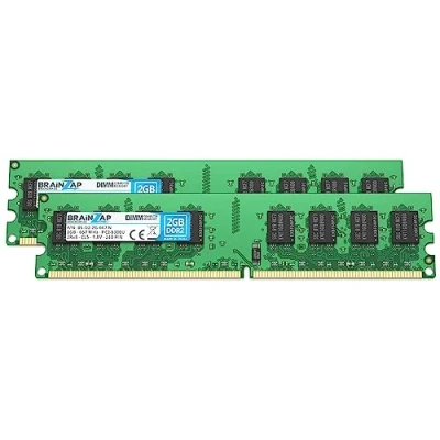 Imagen de BRAINZAP Memoria RAM DDR2 DIMM PC2 5300U 2Rx8 667 MHz 1,8 V CL5 (2 x 2 GB)