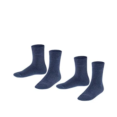 Imagen de ESPRIT Foot Logo 2 Pack K SO algodón unicolor pares, Calcetines Unisex niños, Azul (Navy Blue Melange 6490), 23 26
