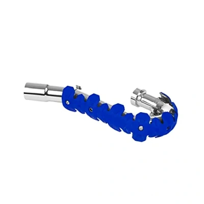 Imagen de POLISPORT 8483700003 ARMADILLO HEAD protector de escape universal para motos 4 tiempos 22cm combina acero inoxidable y elastómero ligero resistente a altas temperaturas en color azul