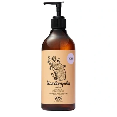 Imagen de YOPE Jabón de Manos Extracto Mandarina y Frambuesa Glicerina vegetal Hidratante Desengrasante Nutritivo 98% Ingredientes naturales Vegan formula 500ml