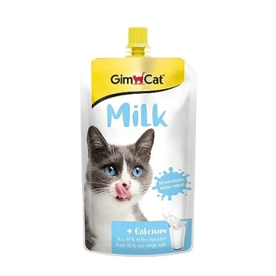 Imagen de GimCat Milk leche para gatos de auténtica entera con contenido reducido lactosa y calcio unos huesos sanos 1 bolsa (1 x 200 g)