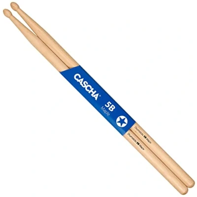 Imagen de Cascha Maple 5B Baquetas de batería (12 pares palos madera arce), diseño cabeza ovalada