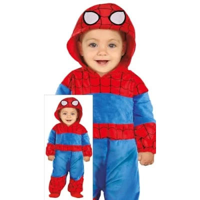 Imagen de FIESTAS GUIRCA Disfraz de Superhéroe Infantil Mono Azul y Rojo con Patrón Araña 2 3 años para Niños
