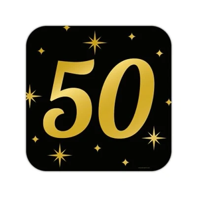 Imagen de PD Party 50.º cartel/decoración de ventana para cumpleaños decoración oro negro fiesta 50x50 cm
