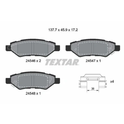 Imagen de TEXTAR 2454601 Juego de pastillas freno con avisador acústico desgaste accesorios FORD: Kuga Mk3, CHEVROLET: Camaro V Coupé