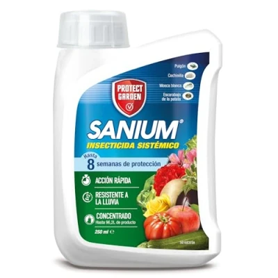 Imagen de Protect Garden Sanium Insecticida sistémico en formato concentrado. Protege hasta 8 semanas, actúa 1 hora. 250ml