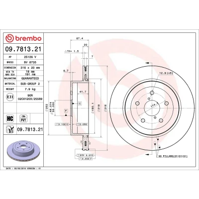 Imagen de BREMBO COATED DISC LINE 09.7813.21 Disco de freno 316 20 5 ventilación interna revestido altamente carbonizado SUBARU: Impreza II Berlina