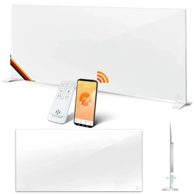 Imagen de KESSER® Calefactor Infrarrojo 700W, de Aluminio, 2en1 Suelo y Pared, Detección Ventana Abierta + Mando a Distancia App, Termostato, Infrarrojos, Panel Calefactor, Blanco