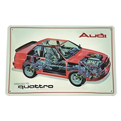 Imagen de Audi A8 8985 Placa de chapa deportiva Quattro 3D en relieve acero, sección transversal del vehículo
