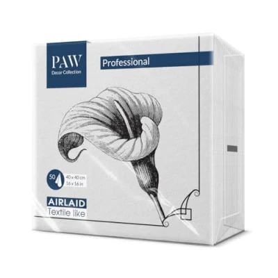 Imagen de PAW Servilletas Papel Airlaid (40 x 40 cm) I 50 Piezas Para Servicios Funerarios, Banquetes Fúnebres, Funerales, Despedidas Decoración de Mesa Flor del Recuerdo