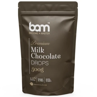 Imagen de BAM Gotas de Chocolate con Leche Premium, Callets, Chips para Derretir, Home and Pro Baking, 500 gramos