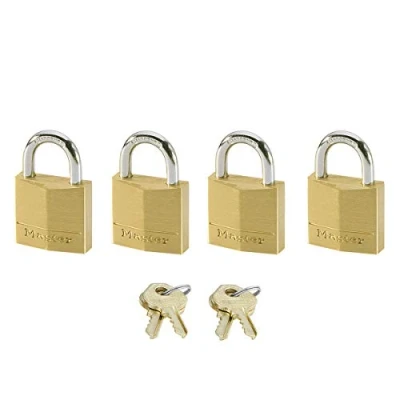 Imagen de MASTER LOCK Mini Candado Lllave, Lote de 4, Paquete Familiar, 120EURQNOP, óptimo para Maleta, Valija, Taquilla