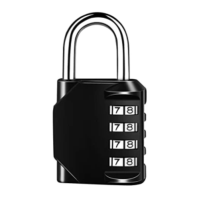 Imagen de QEIHITYO Candado Combinacion de Combinaciónde 4 dígitos, Taquilla Gimnasio Numérico Aleación zinc Adecuado para Armarios, Garajes, Puertas, Escuelas (Negro)