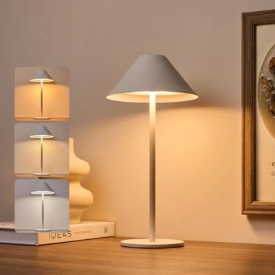 Imagen de Bojim 3 Colores Lámpara de Mesa Exterior Táctil, Regulable, Escritorio LED Recargable Blanco, IP54 Impermeable, 4000mAh 3W 240LM