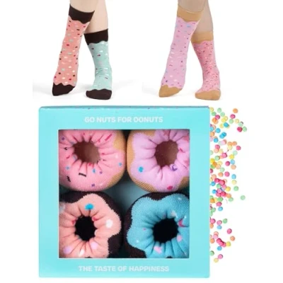 Imagen de soxo Donut Calcetines Mujer Divertidos Algodon Socks Regalos Originales Regalo Colores 35 40 2 Pares