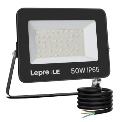 Imagen de Lepro Foco LED Exterior 50W 4250 lúmen, Luces Blanco Frío 5000K, Ángulo de Haz 110, Luz Seguridad Impermeable IP65, Proyector para Jardín, Patio, Hotel, Parque, Garaje